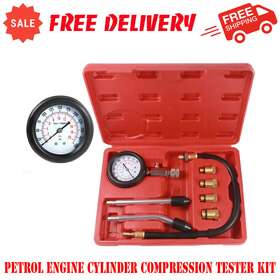 8542038988 Branded Petrol Engine Cylinder Compression Tester Kit Automotive Tool Gauge - 8 Pieces