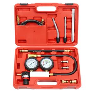 Ys109t-3 Branded Automotive Kit Gasoline Engine Compression Dual Gauge Leakdown Detector Tool Set