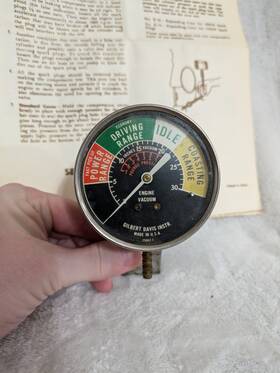 25047-1 Gilbert Davis Instr Vintage Engine Vacuum Gauge - And Inst