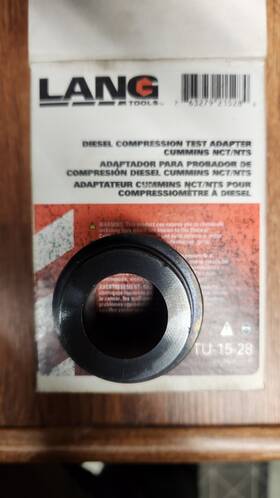 Tu-15-28 Lang Diesel Compression Test Adapter Cummins