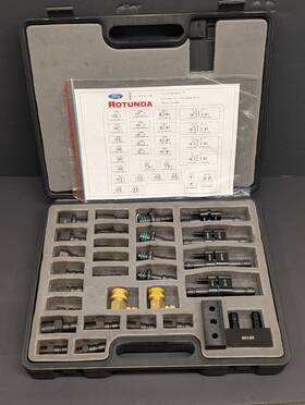 219-0082 Rotunda Ford Flushworks 33 Pc Flush Vacuum Test Kit Adapter Set