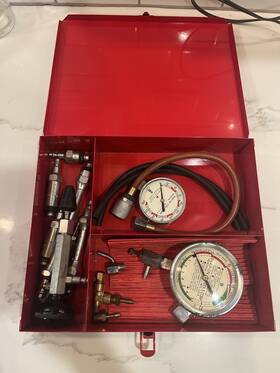 Mt-24 Snap On Mt-26 Vintage Metal Tool Box Tune Up Set With Gauges Paperwork Not Tested