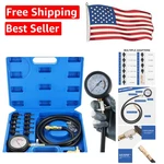 Durable 0-140 Psi Oil Pressure Tester With Hose Adapters For Auto Mechanics. Fixed Price $37.99.