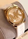Michael Kors MK7141 Gold-tone Ssteel Case White Silicone Strap Ladies Watch Bnwt. Fixed Price $124.95.