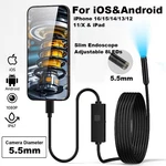 5.5MM Endoscope Inspection Camera Flexible Video Iphone Ios Android Us. Fixed Price $18.92.