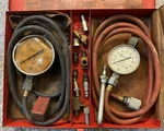 Lot Of (2) Snap-on Compression Gauges Testers W/ Fittings & Metal Case. Fixed Price $150.00.