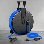 Dewenwils 30FT Metal Retractable Extension Cord Reel, 16/3 Gauge Sjtw Power. Fixed Price $43.99.