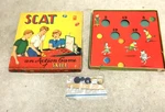Vntg C1940 Scat Game, Milton Bradley, Press Discs Into Holes Board, Cats. Fixed Price $21.97.