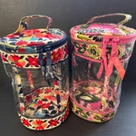 Set Of 2 Vera Bradley Clear Cylinder Lotion Cosmetic Bags Floral Print. Fixed Price $24.99.