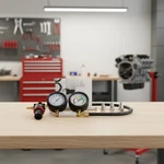 Engine Compression Tester Kit With Dual Gauges And Flexible Hose For Diagnostics. Fixed Price $65.91.